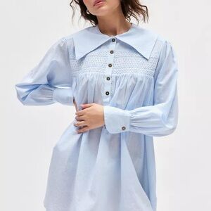 Baby Blue Stripe Collared Mini Dress